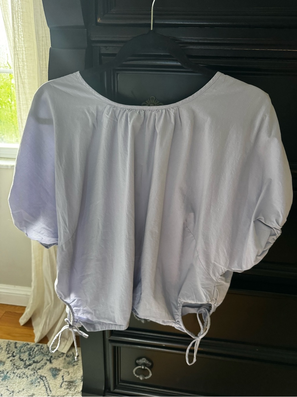 Madewell Light Blue Drawstring Short Sleeve Blouse